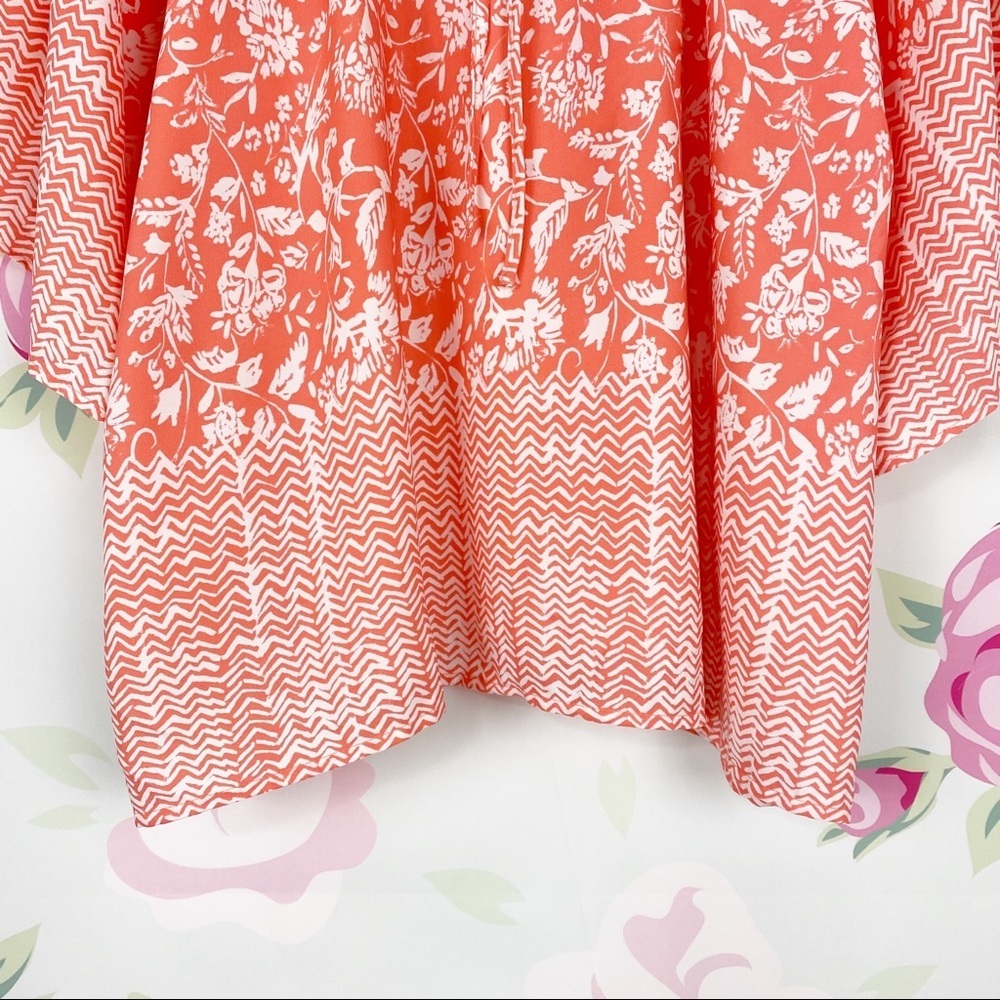 Kate & Mallory Orange Boho Floral Print Wide Sleeves Blouse 1X - Picture 3 of 8